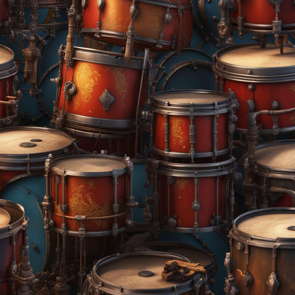 Detailed Matte Painting of Drums in 8k