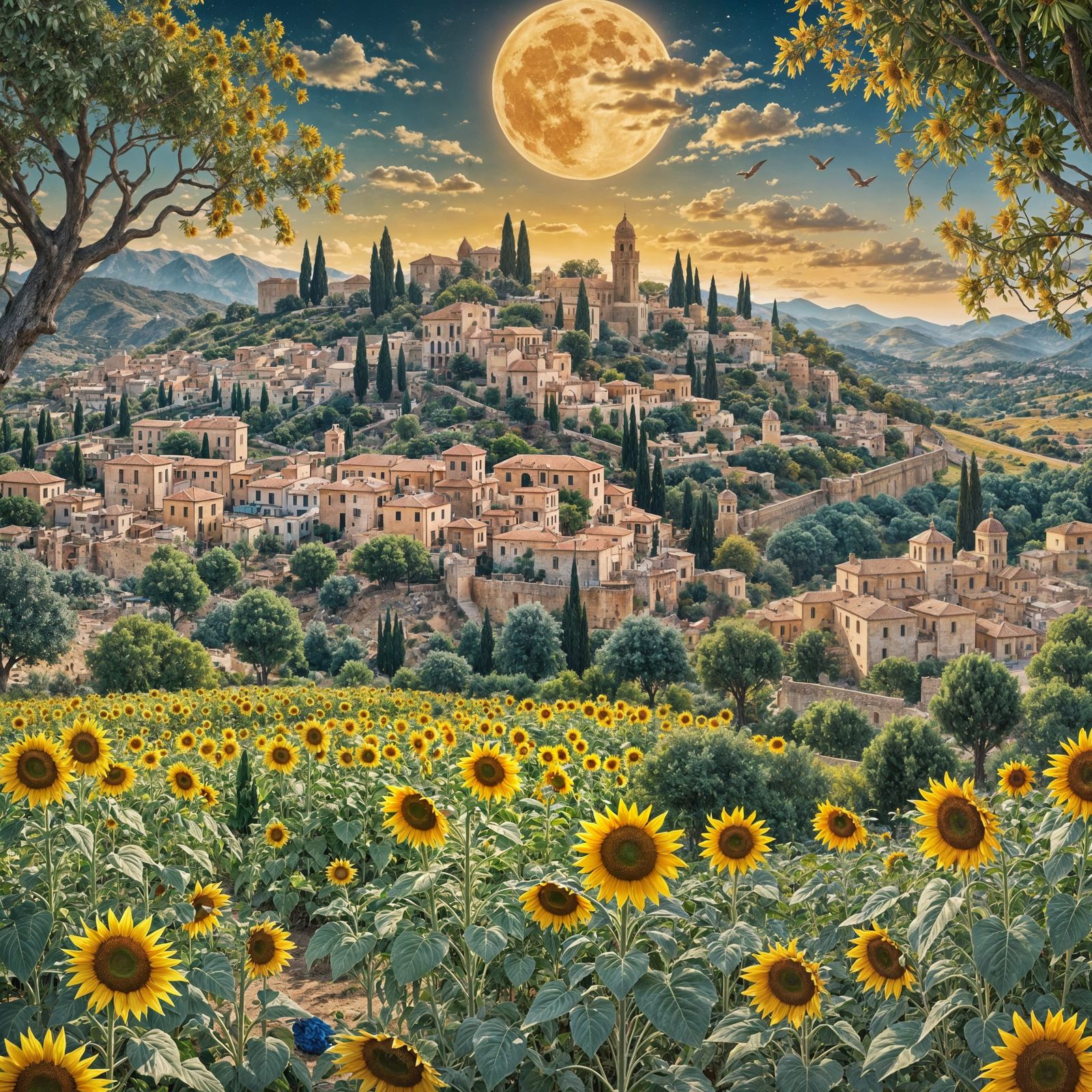 Fantastical Spain: Sun, Moon, Sunflowers, and Olives