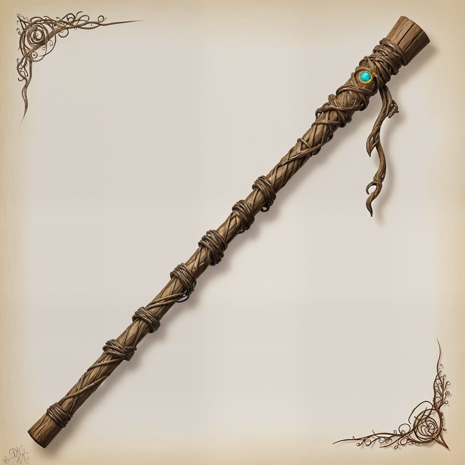Glowing Quarterstaff: A Fantasy Art Artifact
