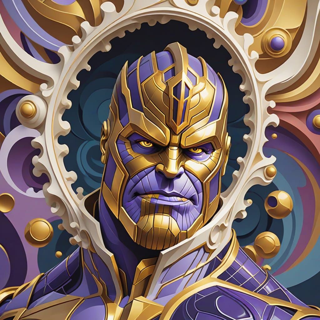 Abstract Fractal Art of Thanos in Gouache