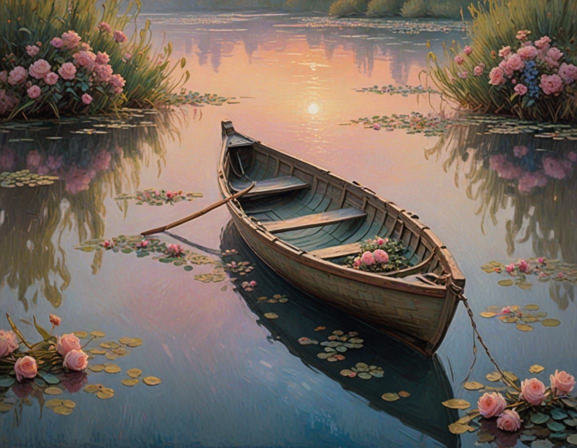 Impressionist Masterpiece of a Serene River Scene