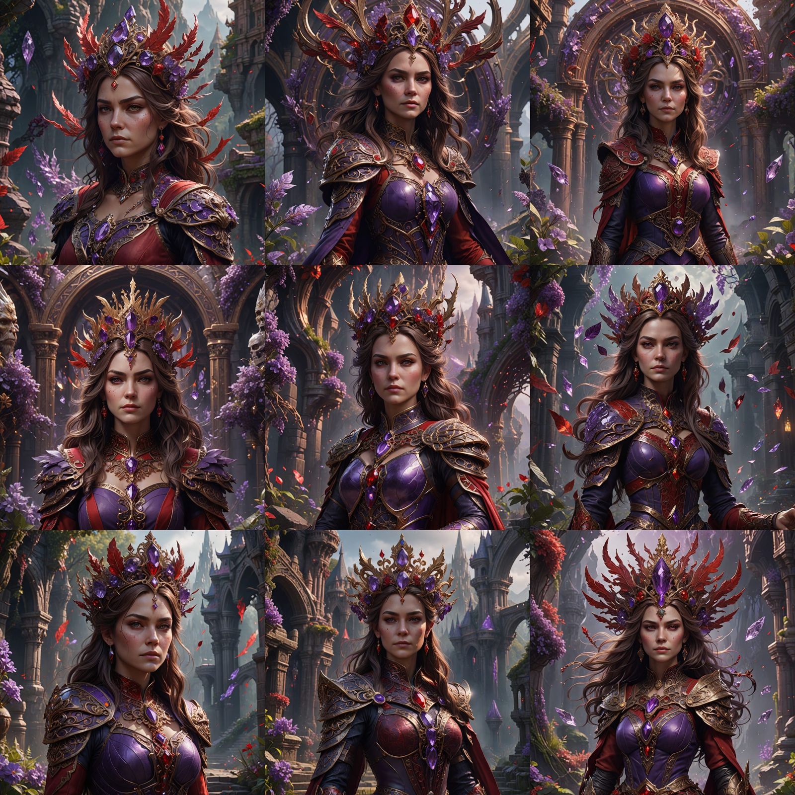 Amethyst Queen in Vibrant Fantasy Regalia