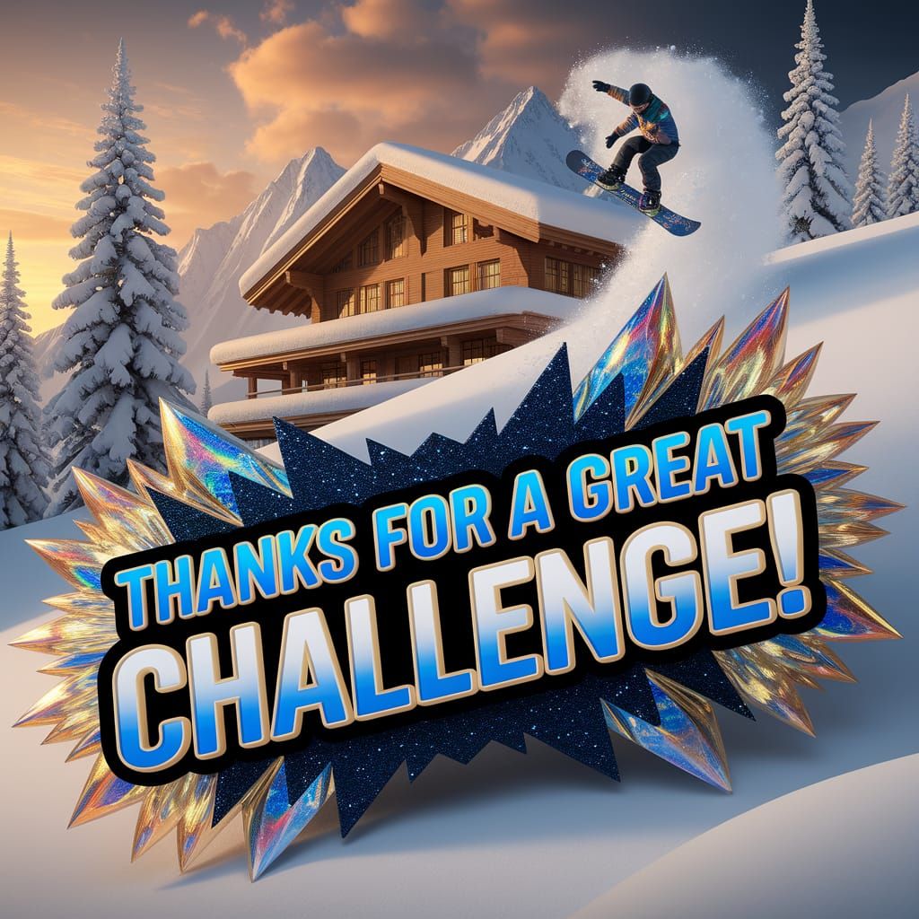 Celebratory Winter Scene with Snowboarder in Sharp Focus