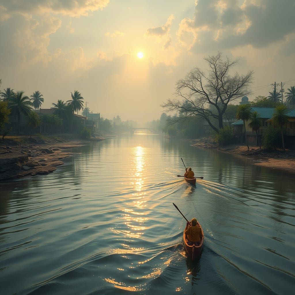 Ancient Indian River Landscape in Photorealistic Style