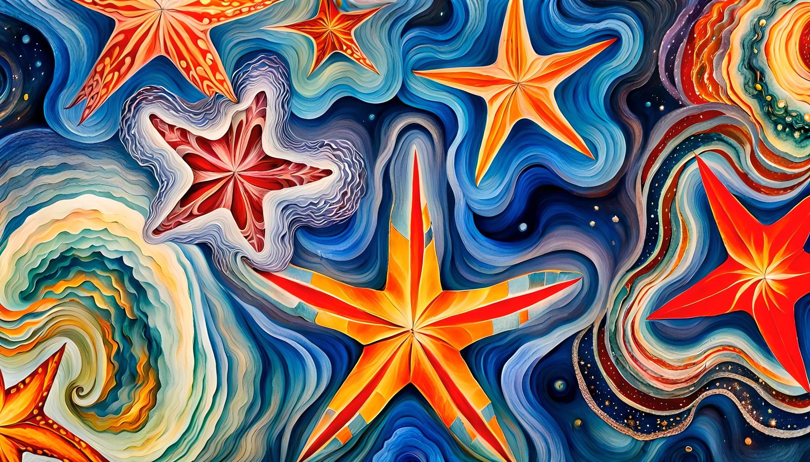 Opalescent Star Cluster in Abstract Expressionist Style