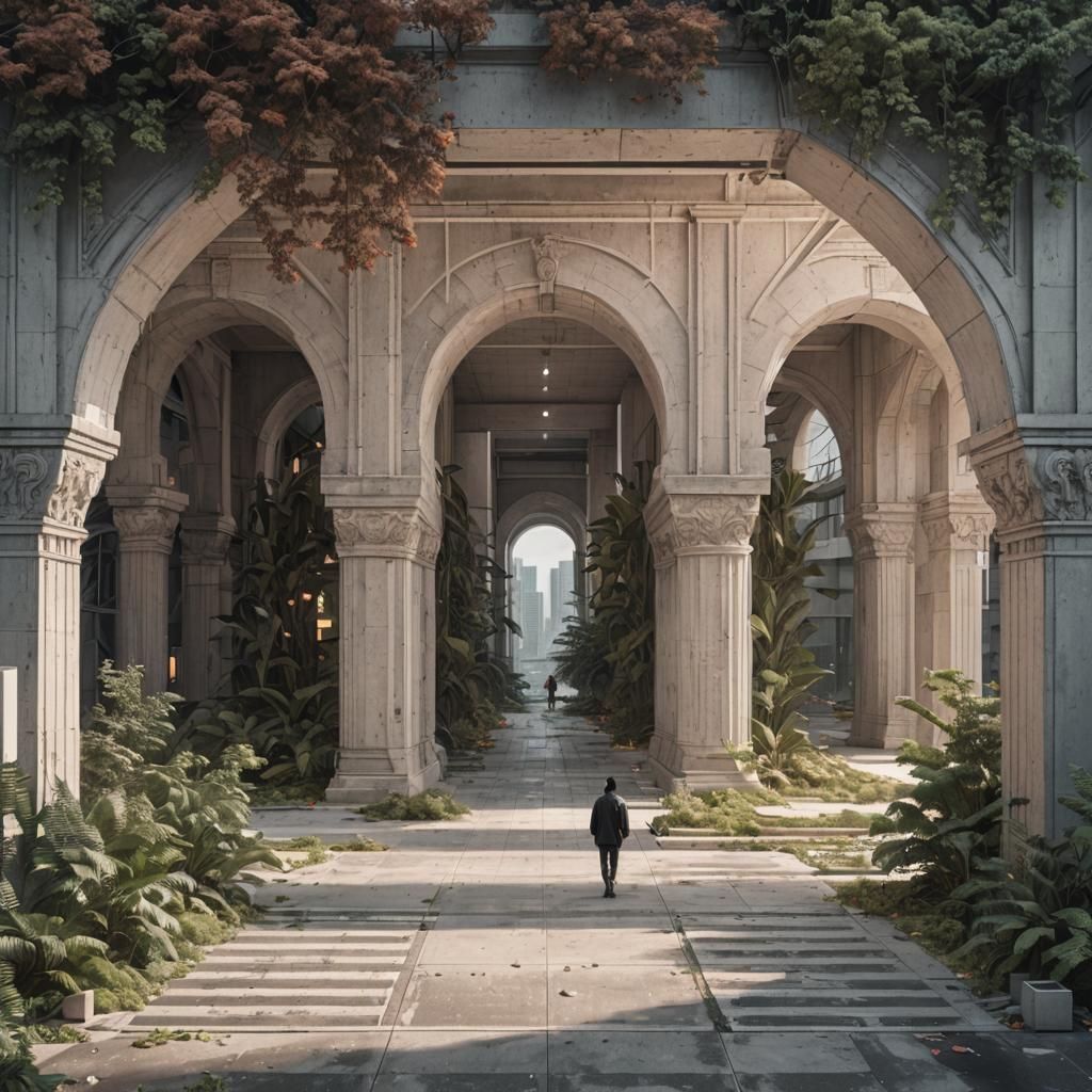 Minimalist Gray Cityscape with Sleek Skyscrapers