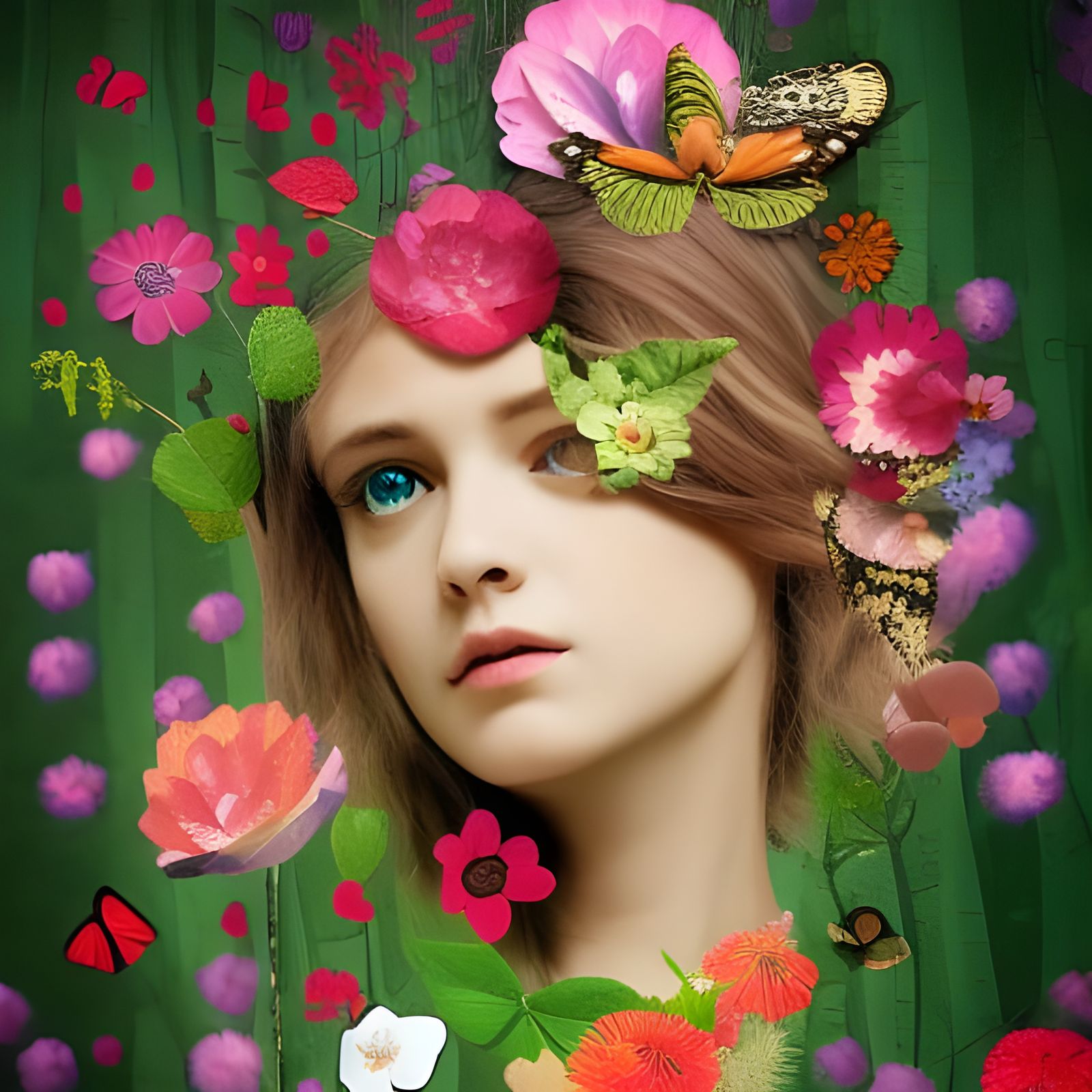 Intricate Forest Collage with Paper and Paint