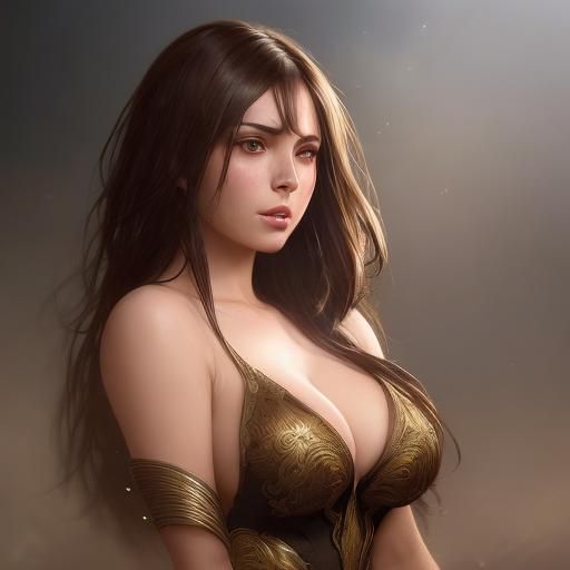 Brunette in Spicy Dress: Hyperdetailed Digital Portrait