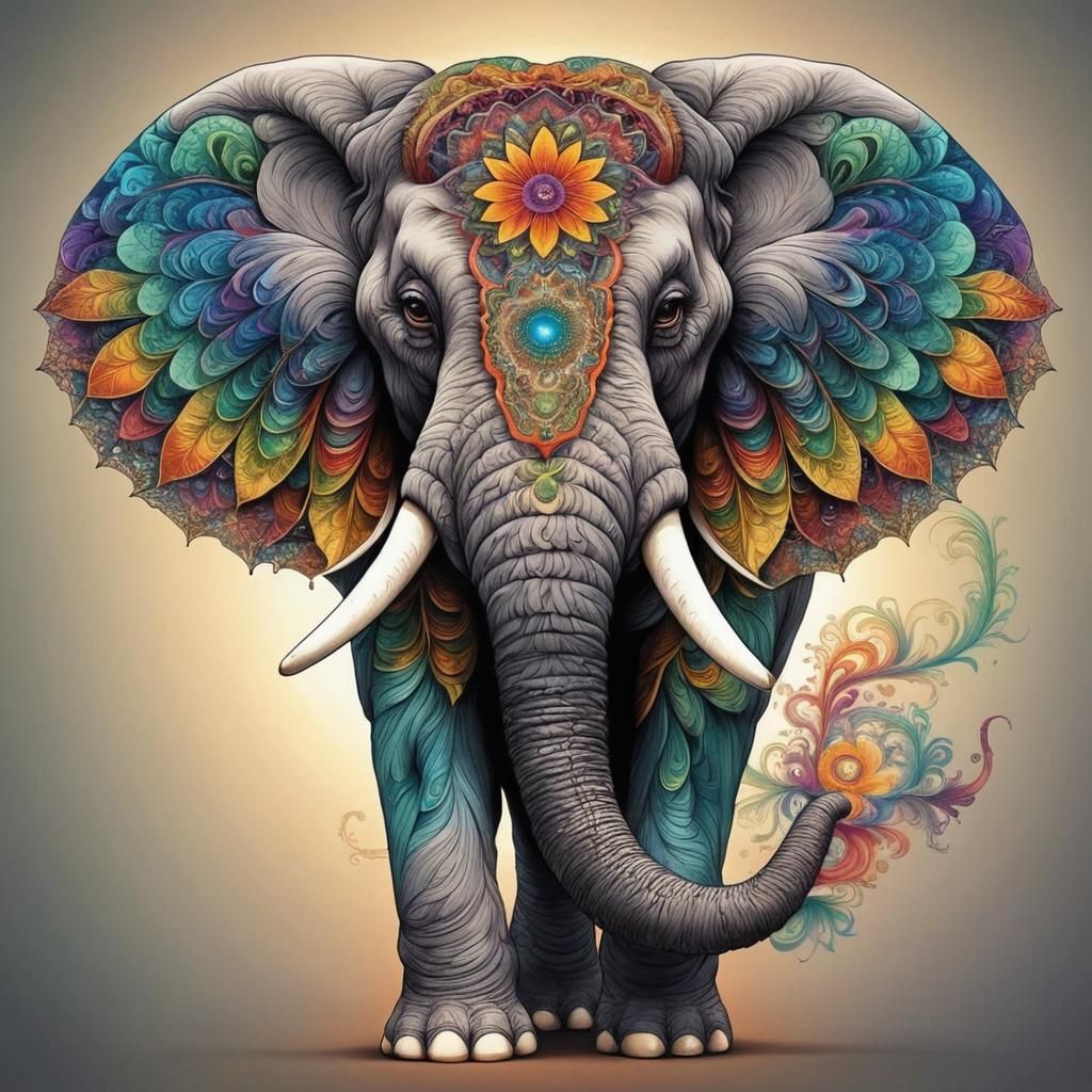 Psychedelic Fractal Mandala Featuring Angel Number 4444