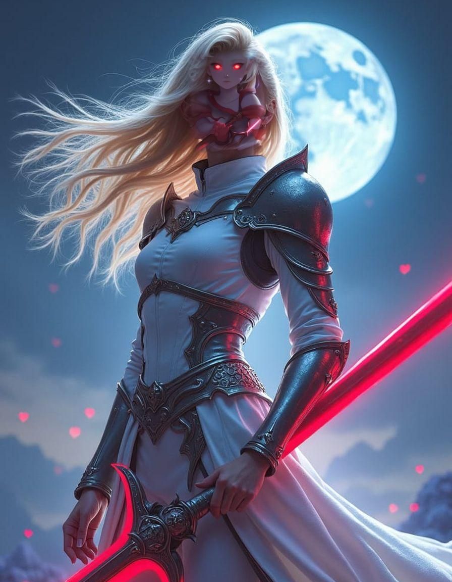 Fantasy Art: Blonde Warrior with Red Sword