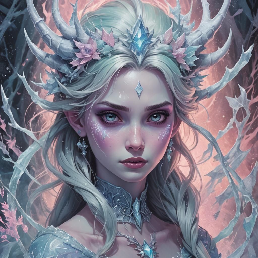 Frozen Pastel Demon Woman Poster Art