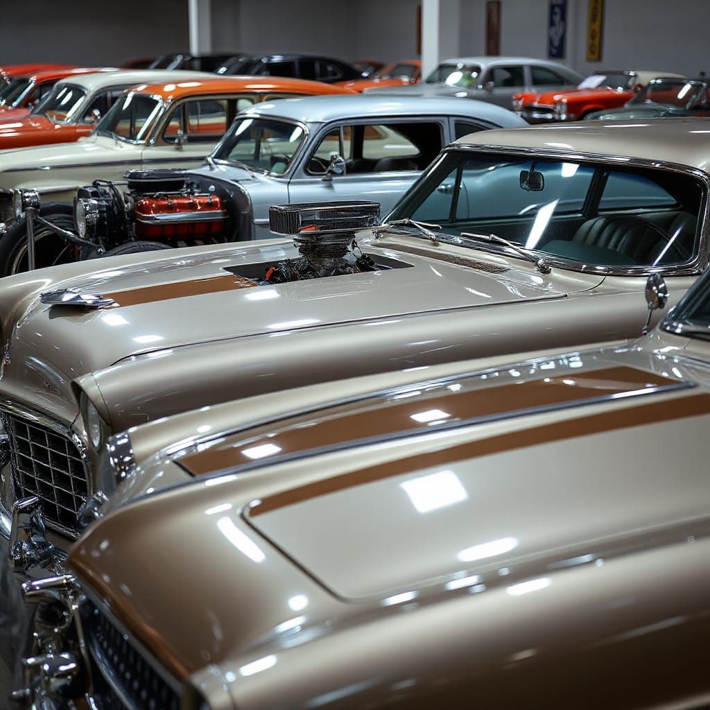 Vintage American Muscle Cars at Car Show