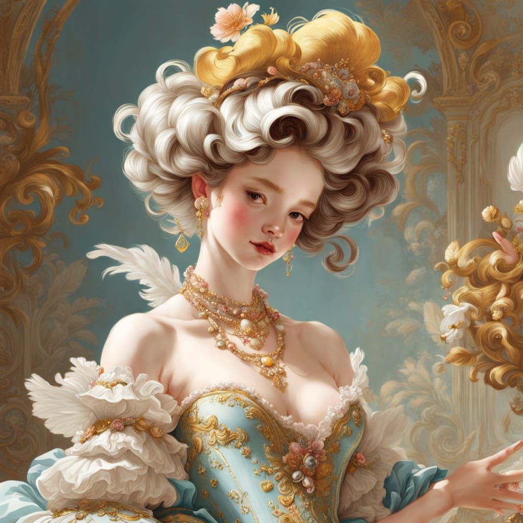 Rococo Princess with Golden Accents