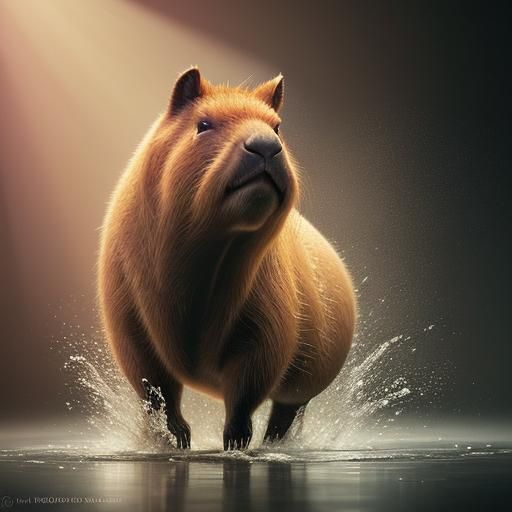 Capybara in Tutu: Hyperrealistic Splash Art