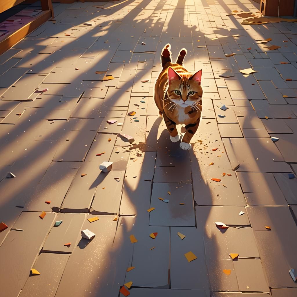 Low Poly Cat Chase with Dynamic Lighting