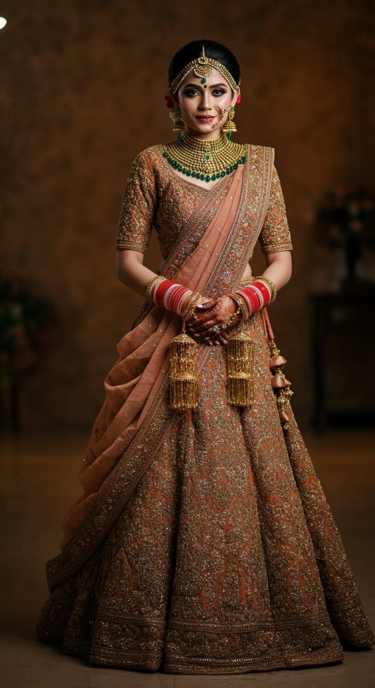 Luxurious Indian Bride in Traditional Wedding Attire