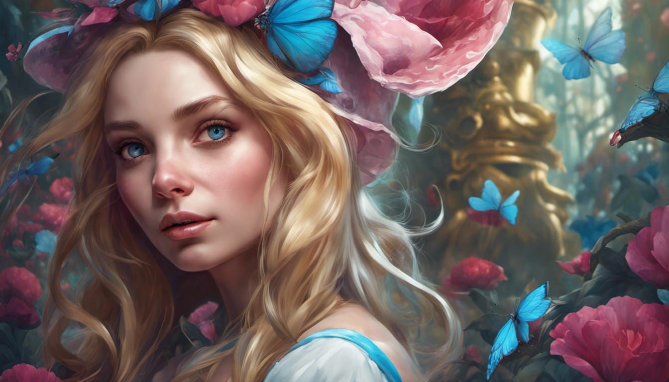 Alice in Wonderland Portrait in Art Nouveau Style