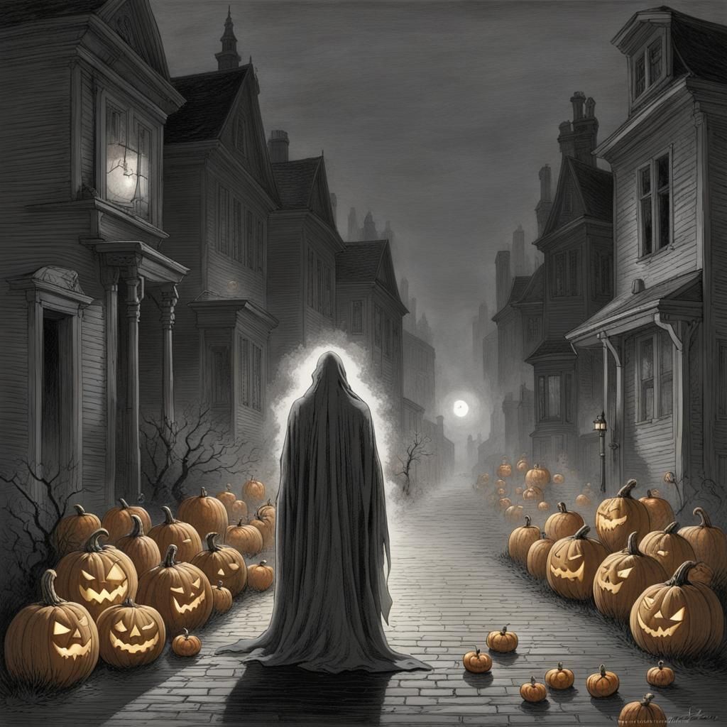 Halloween Ghost in Gustave Doré Style