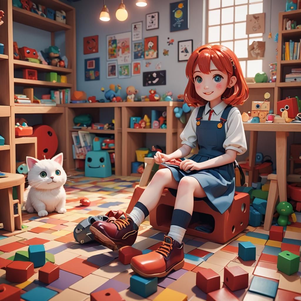 Whimsical Anime-Inspired Playroom Scene