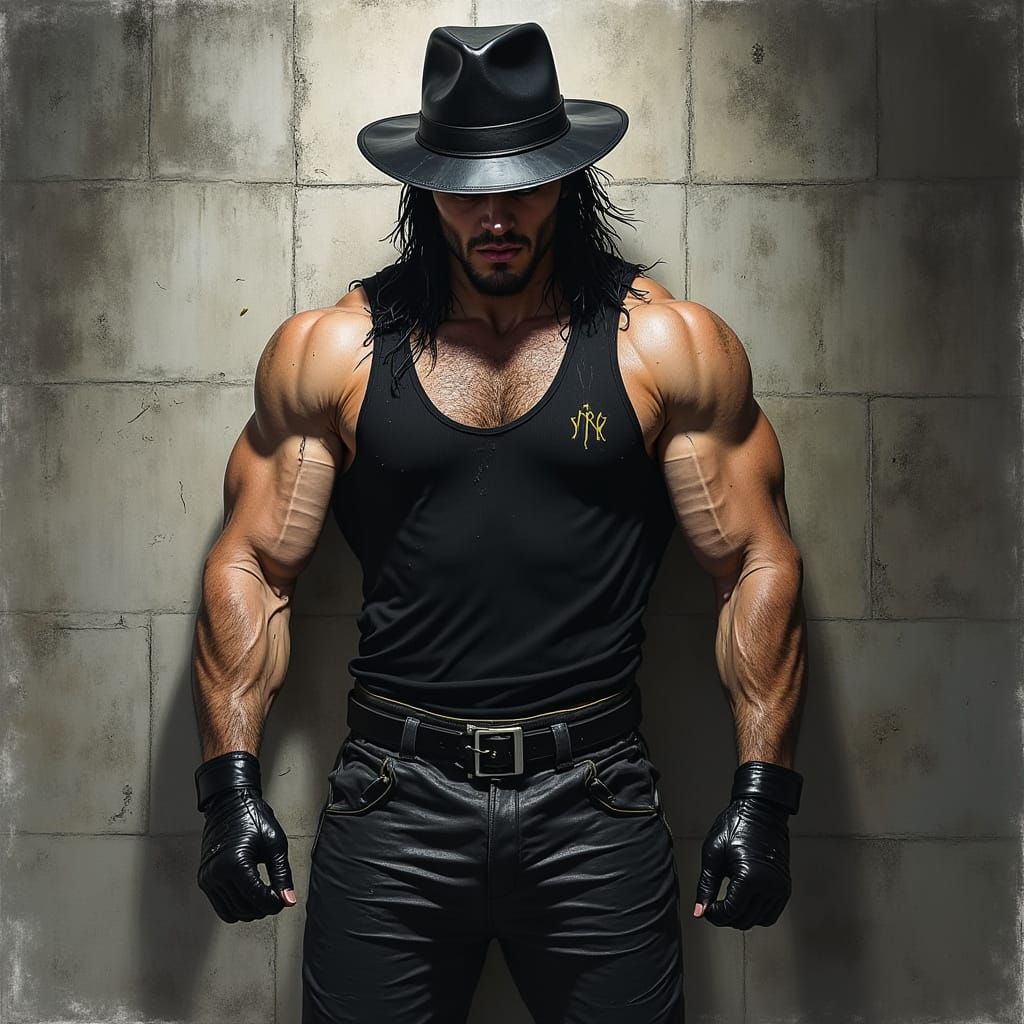 Edgy Black and White Portrait of Muscular Man