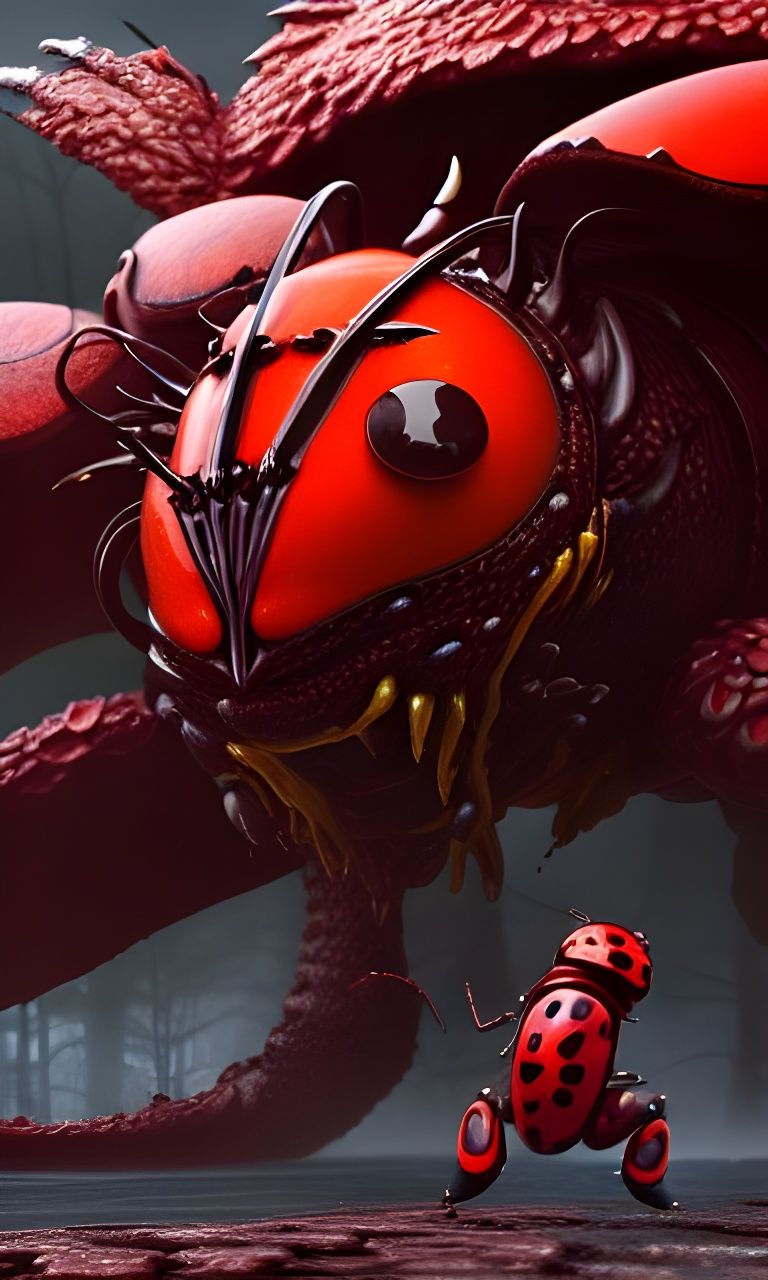 Gigantic Ladybug Monster in Fantasy Setting