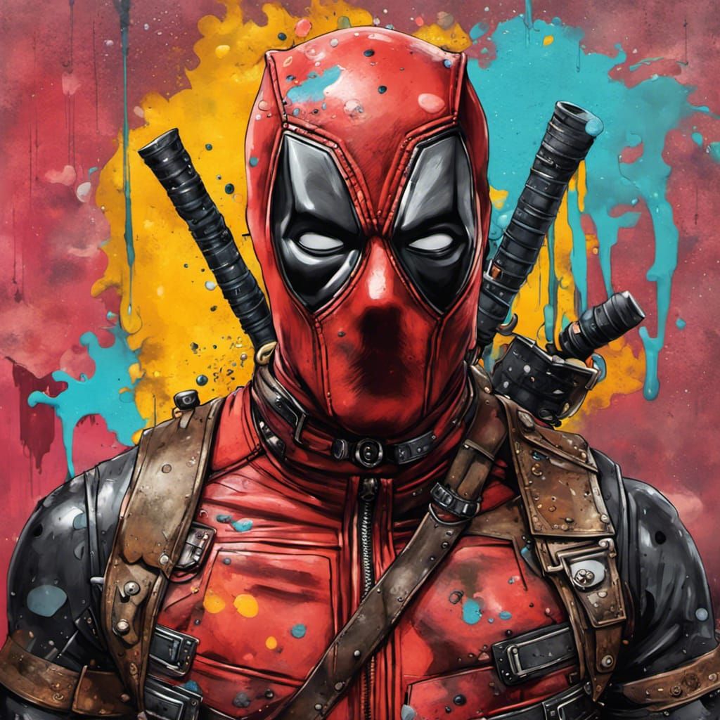 Steampunk Deadpool Graffiti Art
