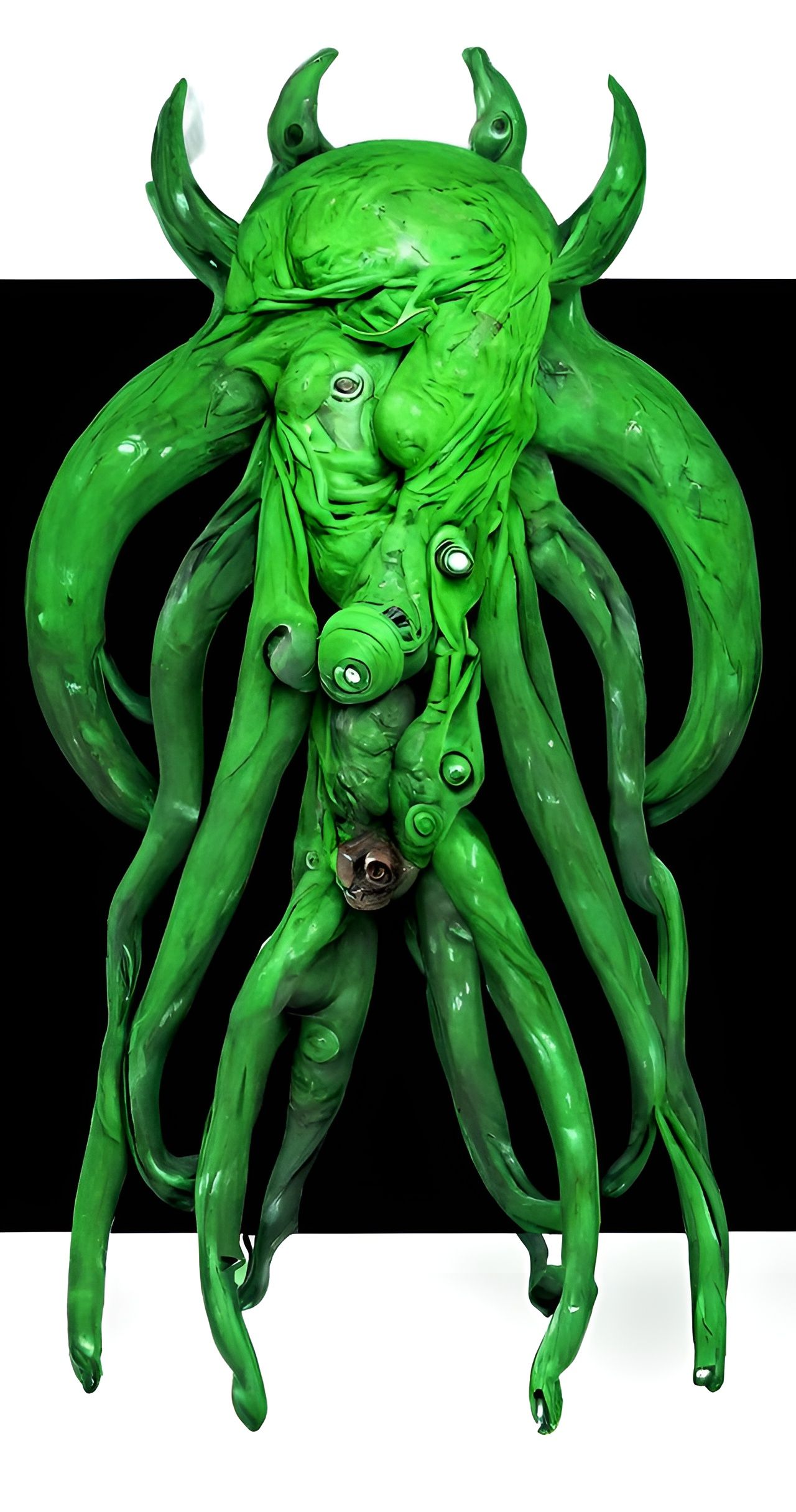 Horrific Eagle-Headed Woman Made of Meat and Tentacles