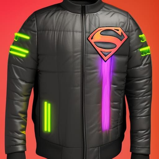 Superman Puffer Jacket in Cyberpunk Style