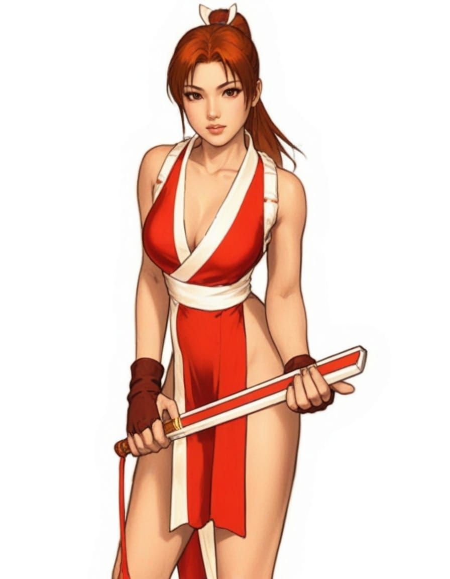 Mai Shiranui in Golden Hour, Cyberpunk-Inspired Concept Art