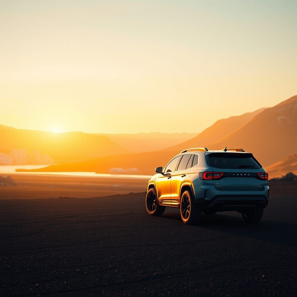 Icelandic Car Concept Art in Golden Hour Light
