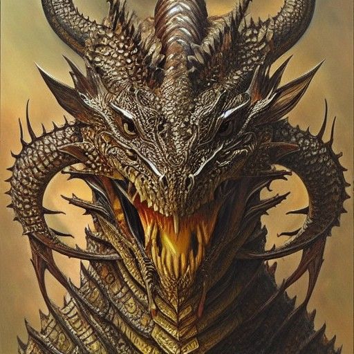 Armored Dragon: Detailed Scales in Oil Painting