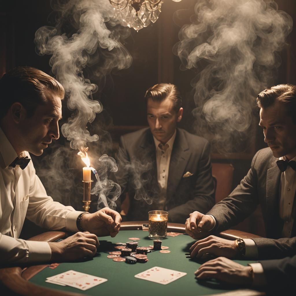 Film Noir Poker Game in Smoke-Filled Room
