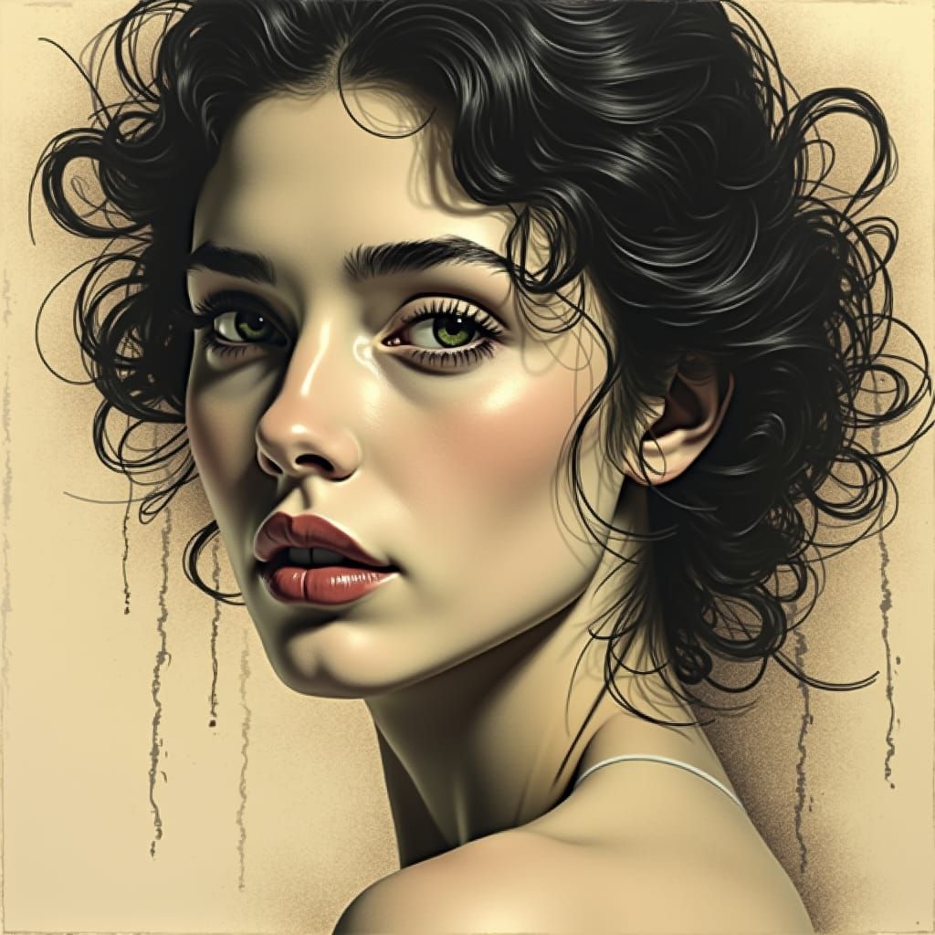 Portrait of a Woman in Charcoal Style