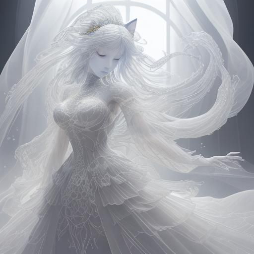 Ethereal Wolf Goddess Amidst Victorian Lace