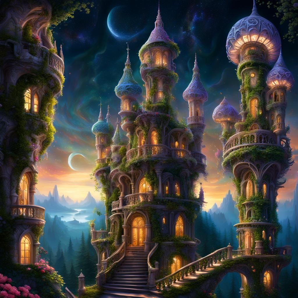 Fantastical Fairy Towers in Dreamlike Realm
