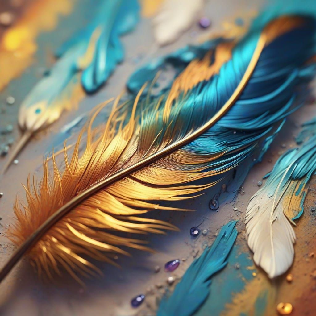 Feather Close-Up: Abstract Expressionist Oil Painting