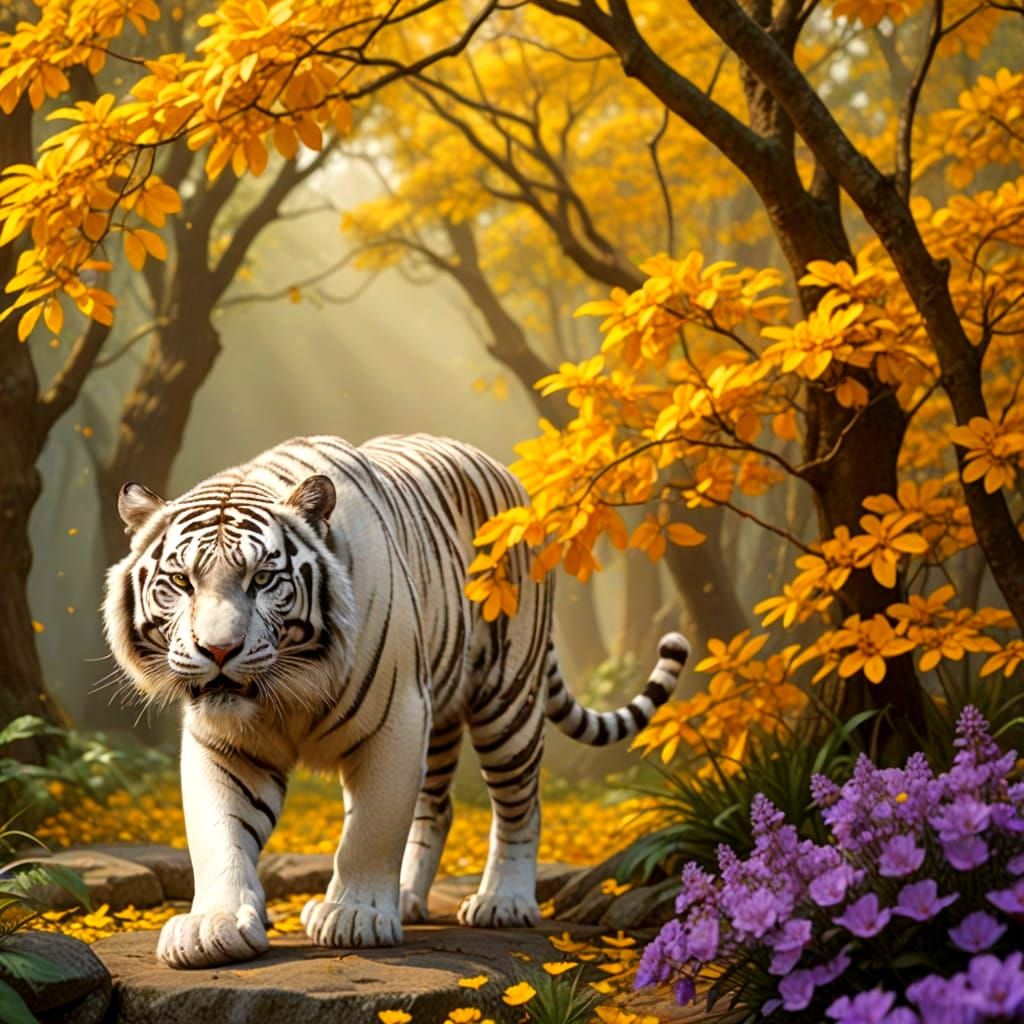 Surreal Digital Tiger Masterpiece in Vibrant Complementary C...