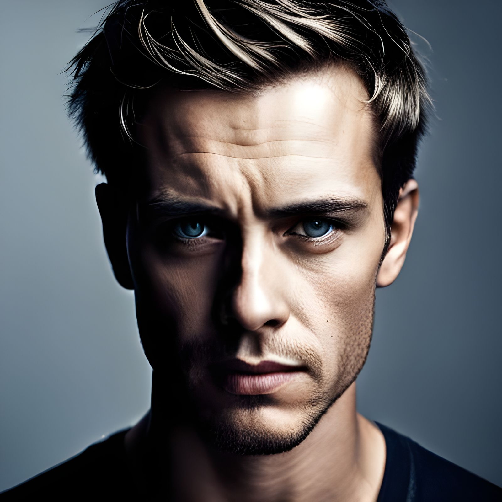 Angry Man Portrait in Professional Photography Style