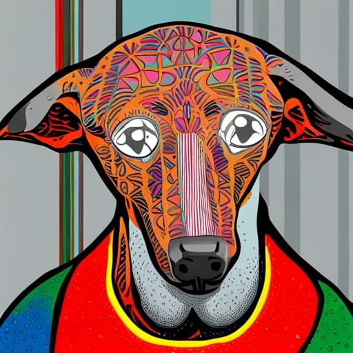Festive Greyhound: Pop Art Christmas in Bauhaus Style