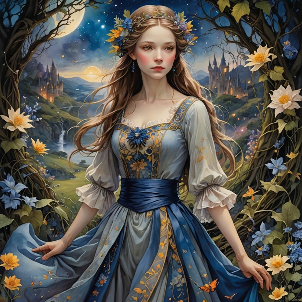 Magical Figure Grace in Whimsical Fairytale Landscape