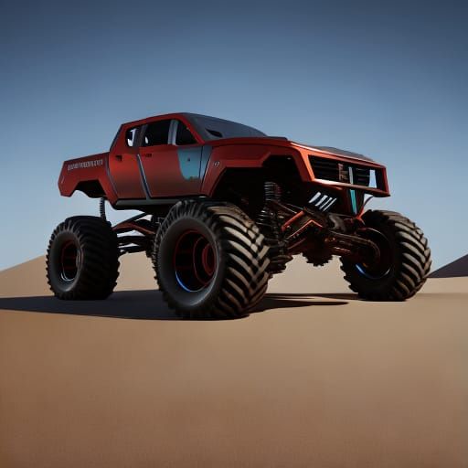 Futuristic Sci-Fi Monster Truck Rendered in 3D