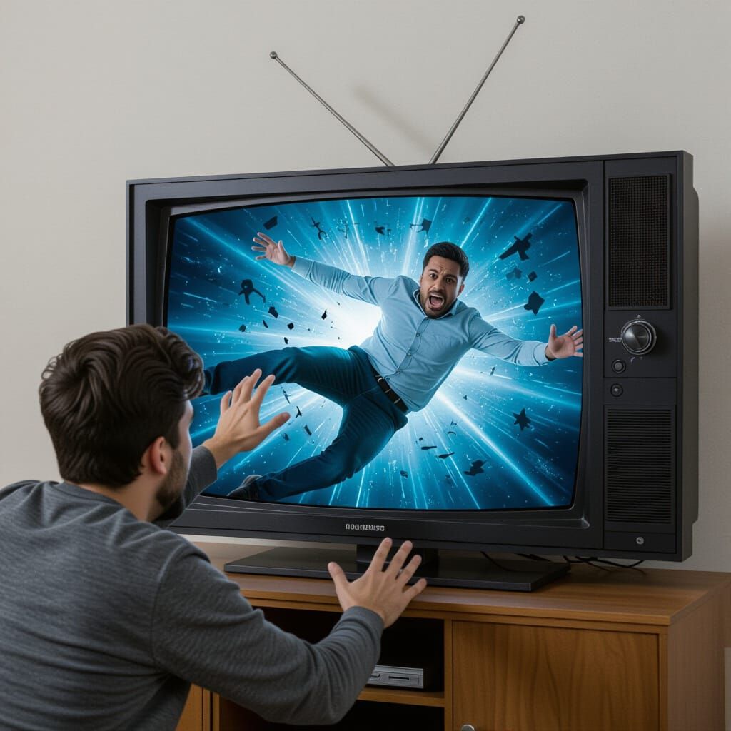 Terrifying TV Portal: Man Dragged into the Screen