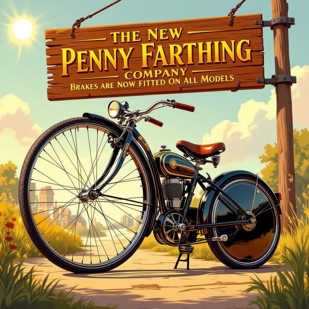 Electric Penny-Farthing Bicycle in Steampunk Style