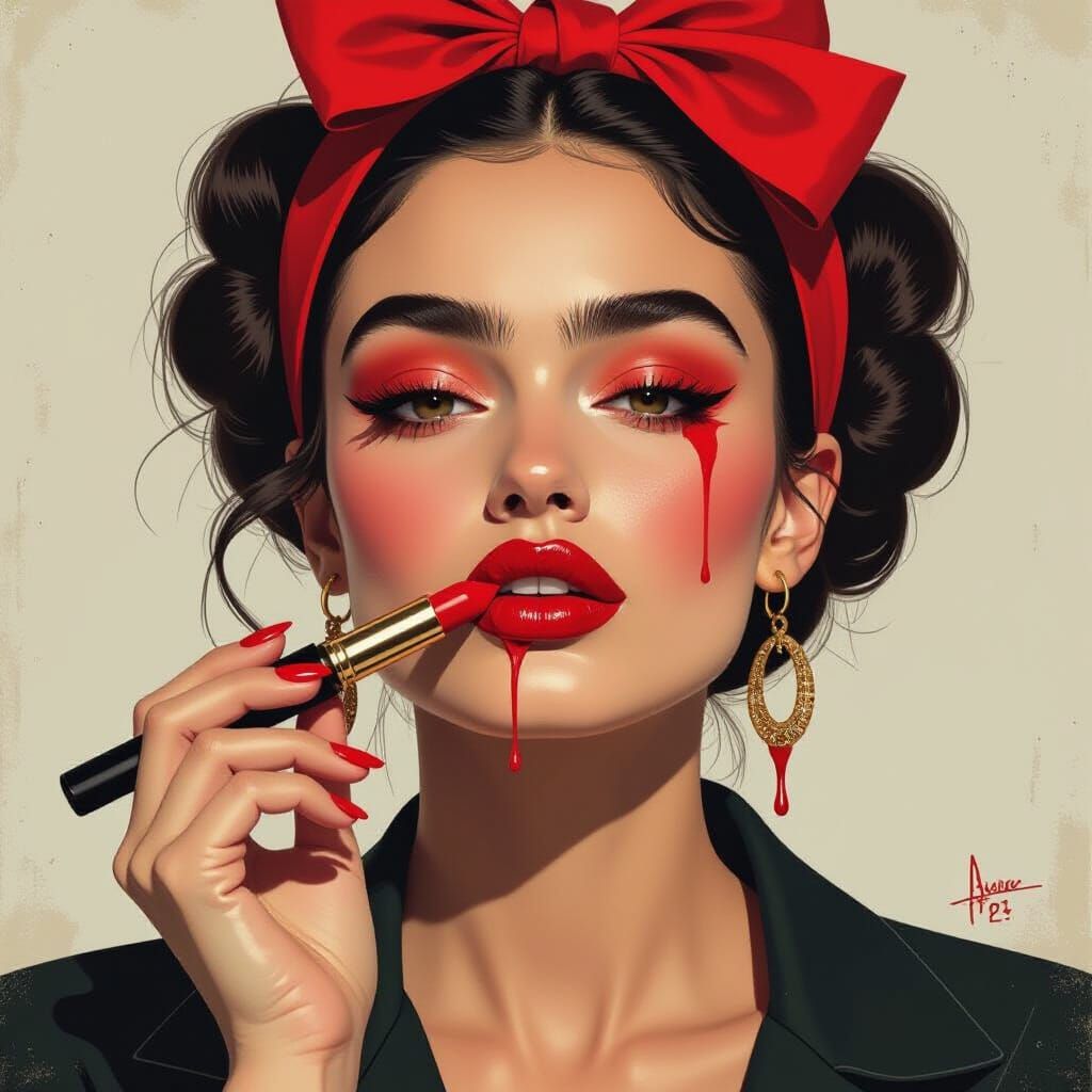 Melting Lipstick: A Hyperrealistic Portrait
