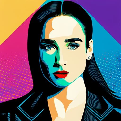 Jennifer Connelly Pop Art Portrait in Bauhaus Style