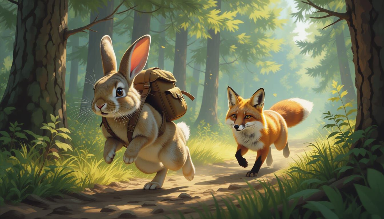 Rabbit Chase in Photorealistic Style