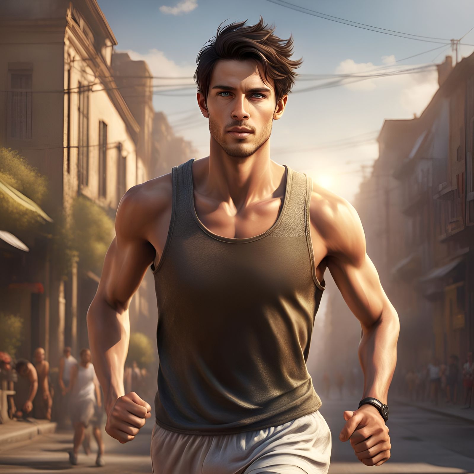 Young Man Jogging: Detailed Matte Painting in Unreal Engine