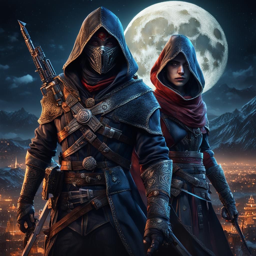 Assassins Under the Moon: Detailed Matte Painting