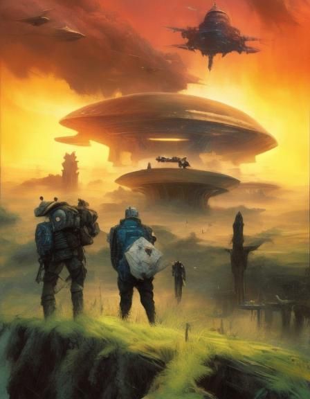 Sci-Fi Book Cover Art of Young Heroes and Alien