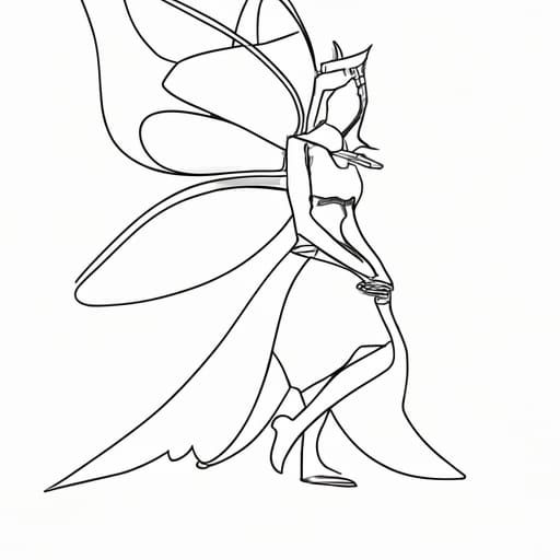 "Continuous line art of a fairy princess , single line art"